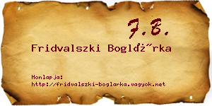Fridvalszki Boglárka névjegykártya